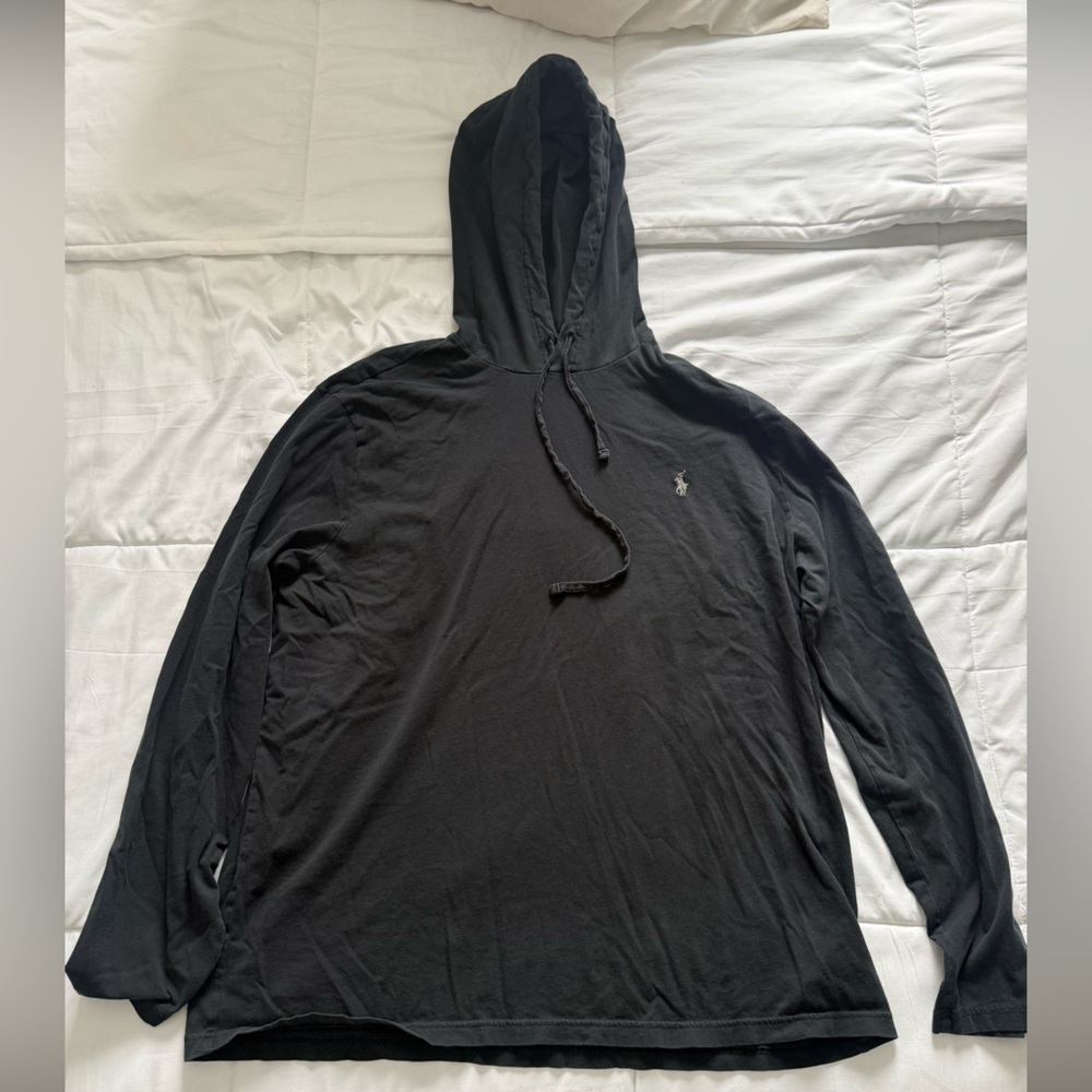 Ralph Lauren Black Hooded Long Sleeve Tee Shirt